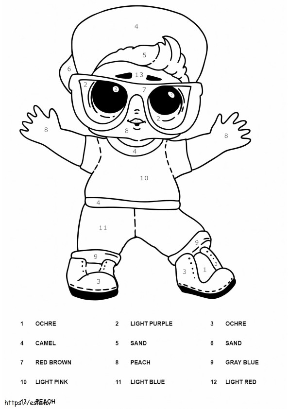 LOL Boy Color By Number Worksheet coloring page