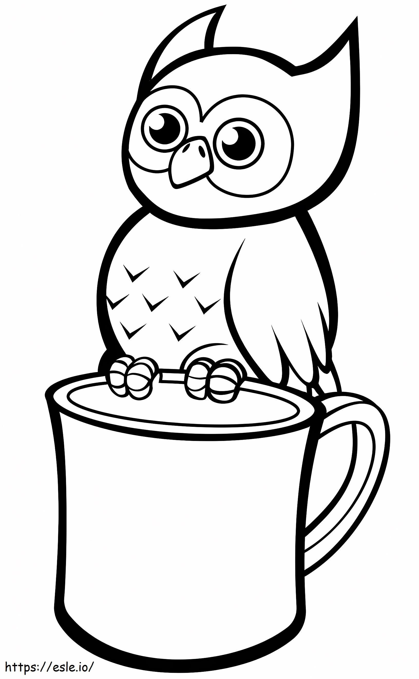 1560328365 Owl On Mug A4 coloring page