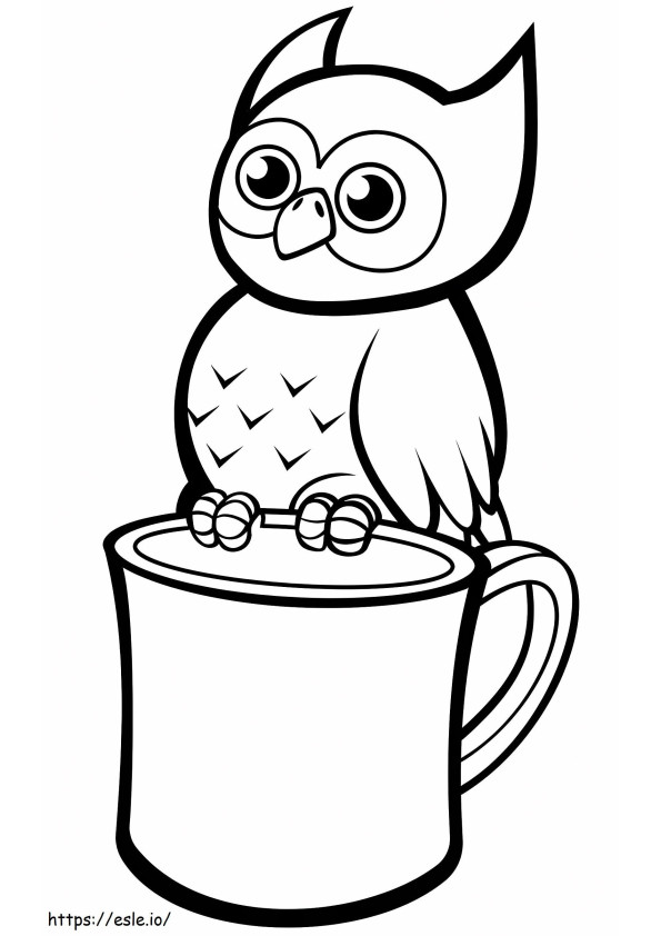 1560328365 Owl On Mug A4 coloring page