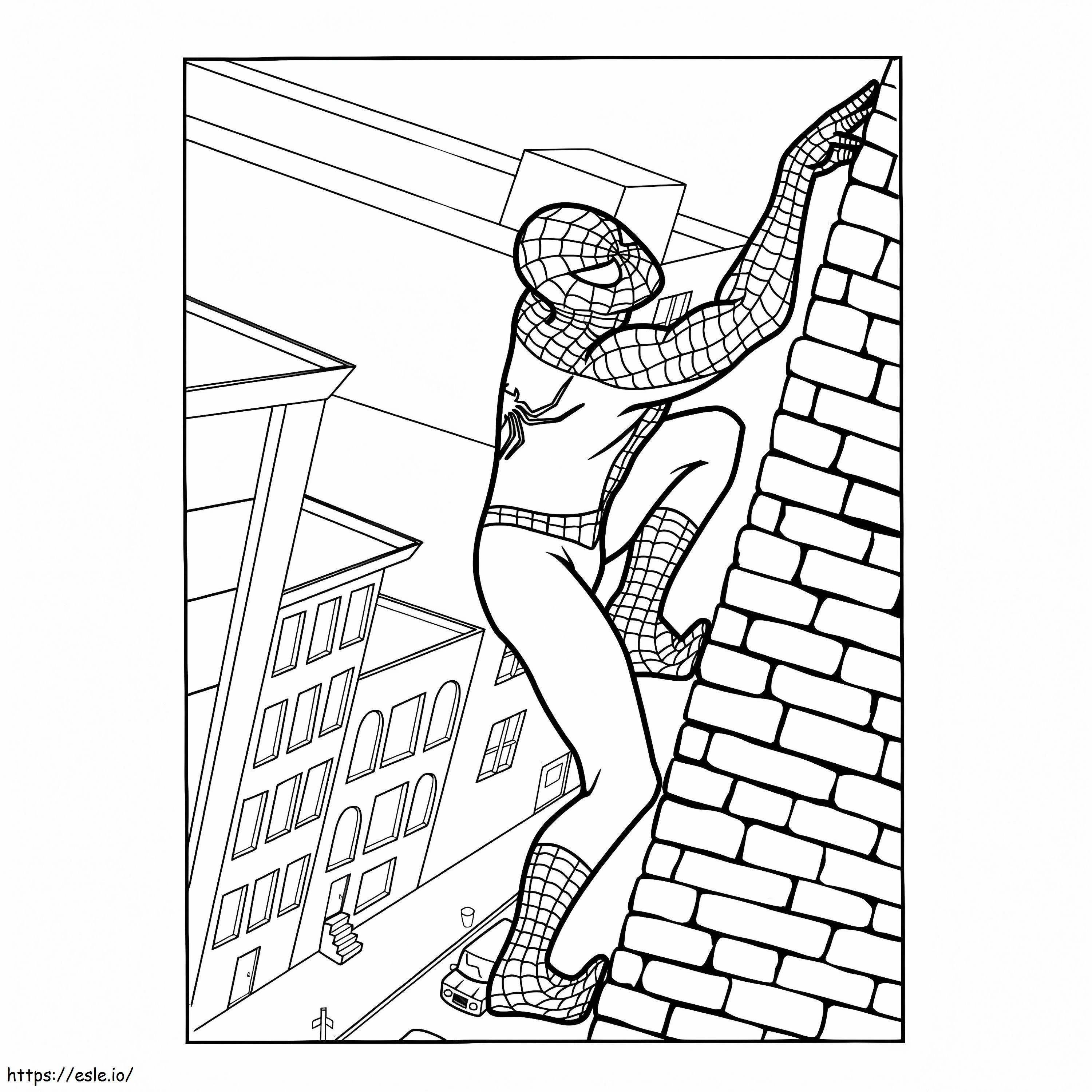 Coloriage Spiderman sur le mur à imprimer dessin