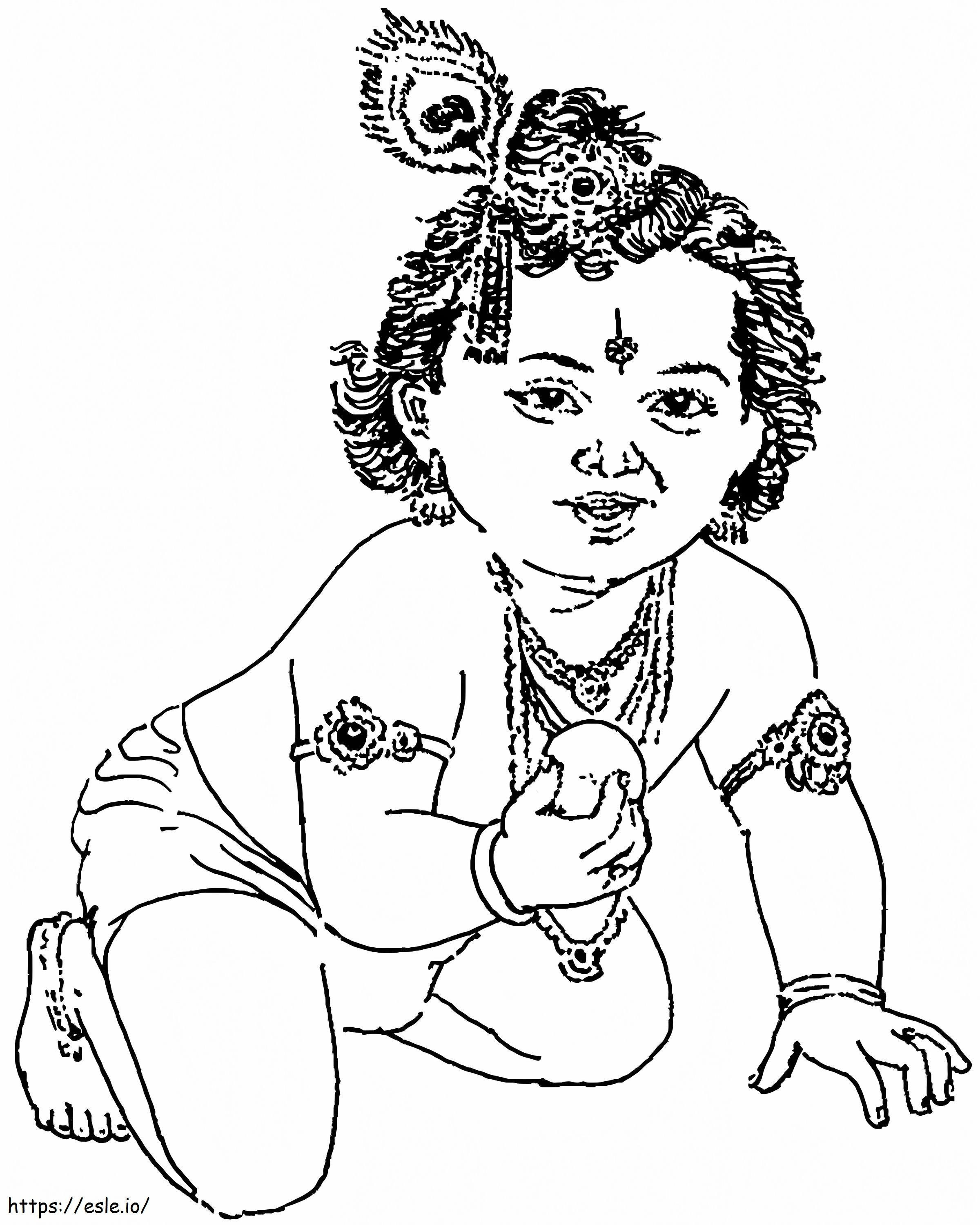 クリシュナ ヒンドゥー教の神 ぬりえ - 塗り絵