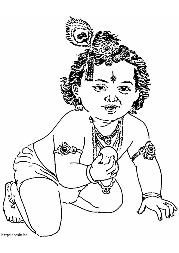 Coloriage Krishna Dieu hindou à imprimer dessin