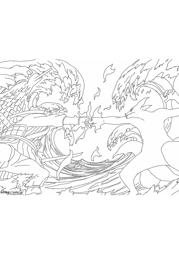 Coloriage Sasuke contre Naruto à imprimer dessin