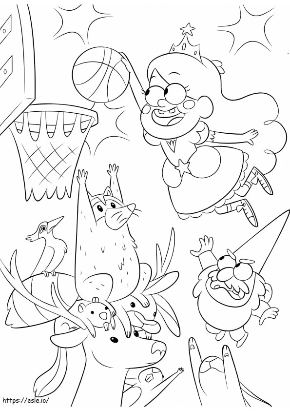 Coloriage La princesse Mabel joue au basket à imprimer dessin