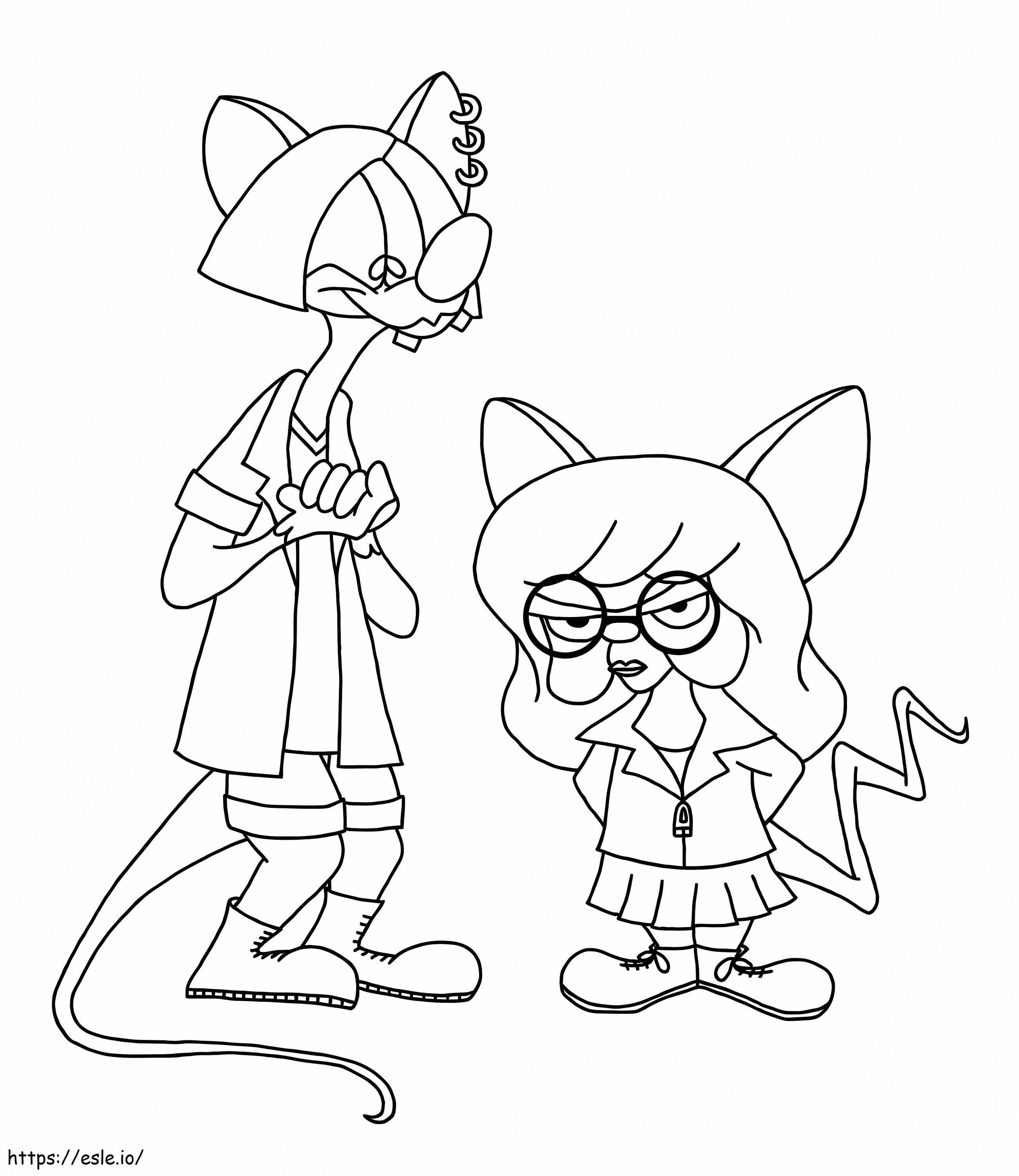 Pinky And The Brain Dressed As Girls coloring page