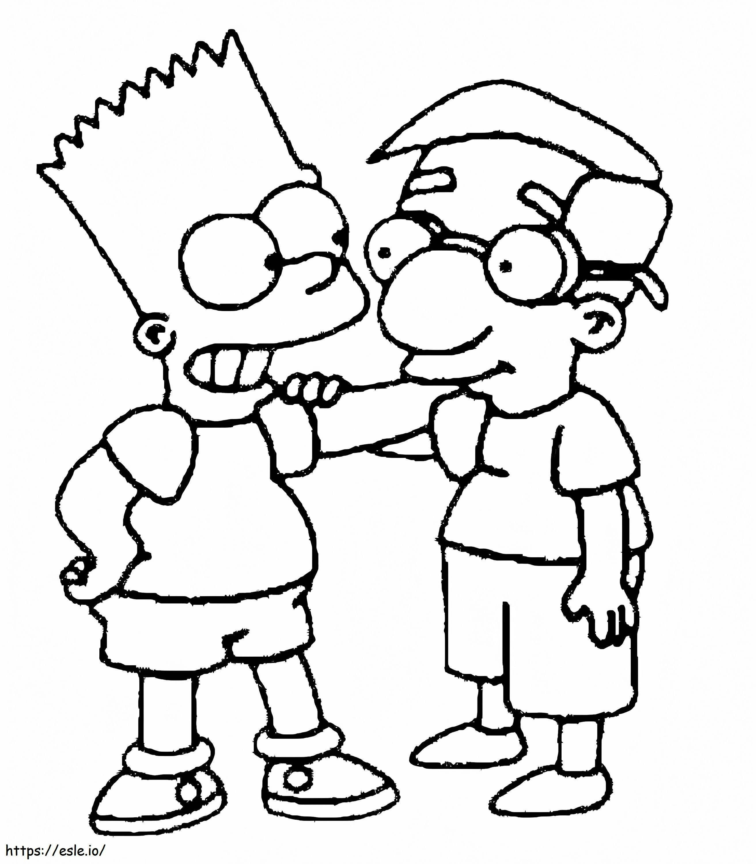 Coloriage Bart Simpson et son ami à imprimer dessin