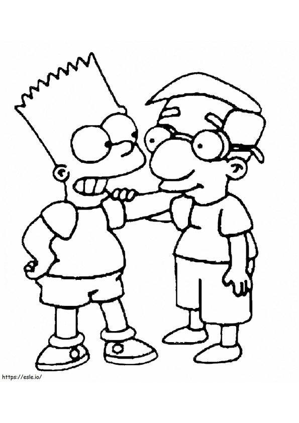 Bart Simpson y su amigo para colorear