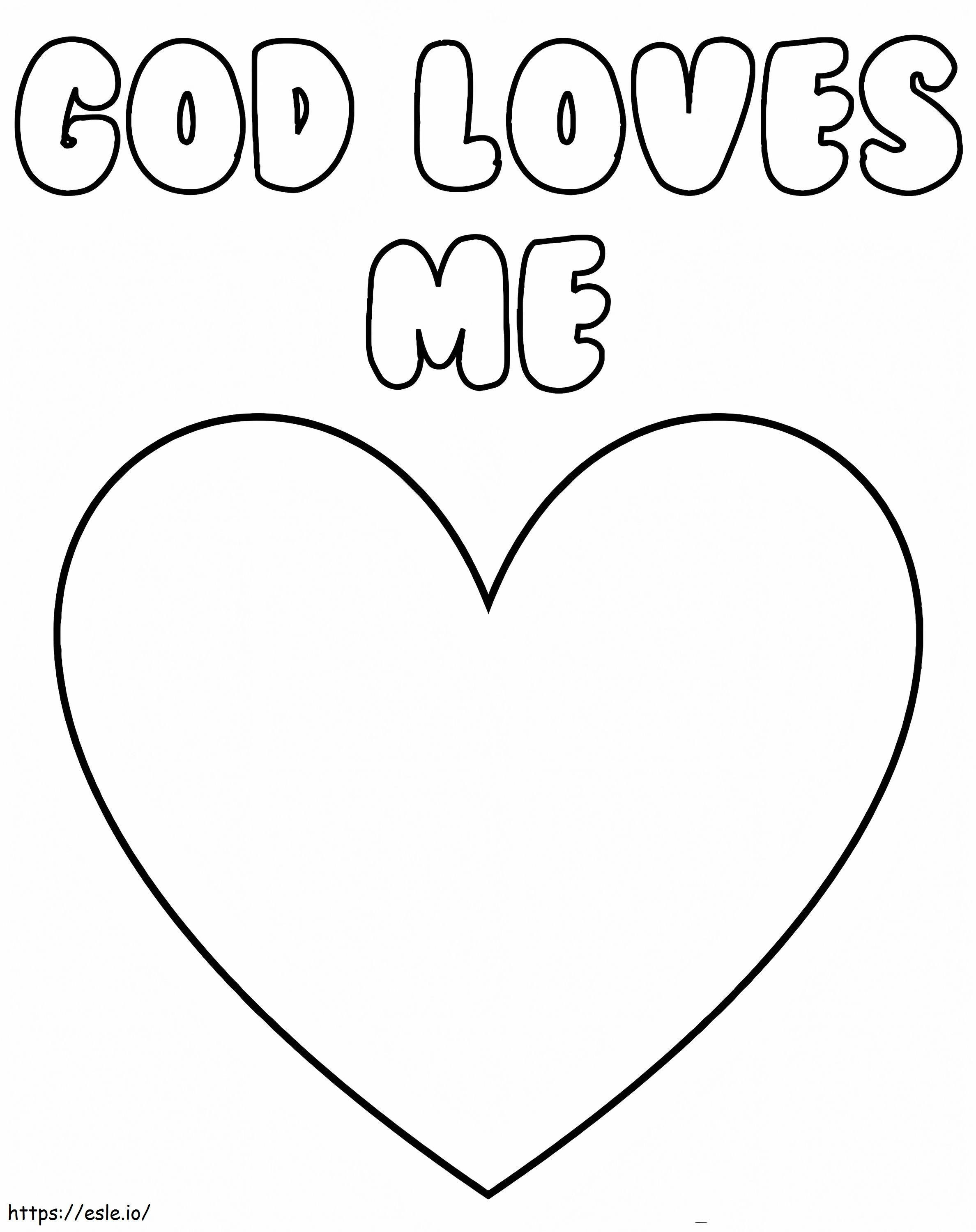 God Loves Me With Heart coloring page