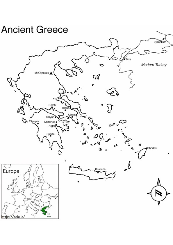 Mapa Grecji 3 kolorowanka