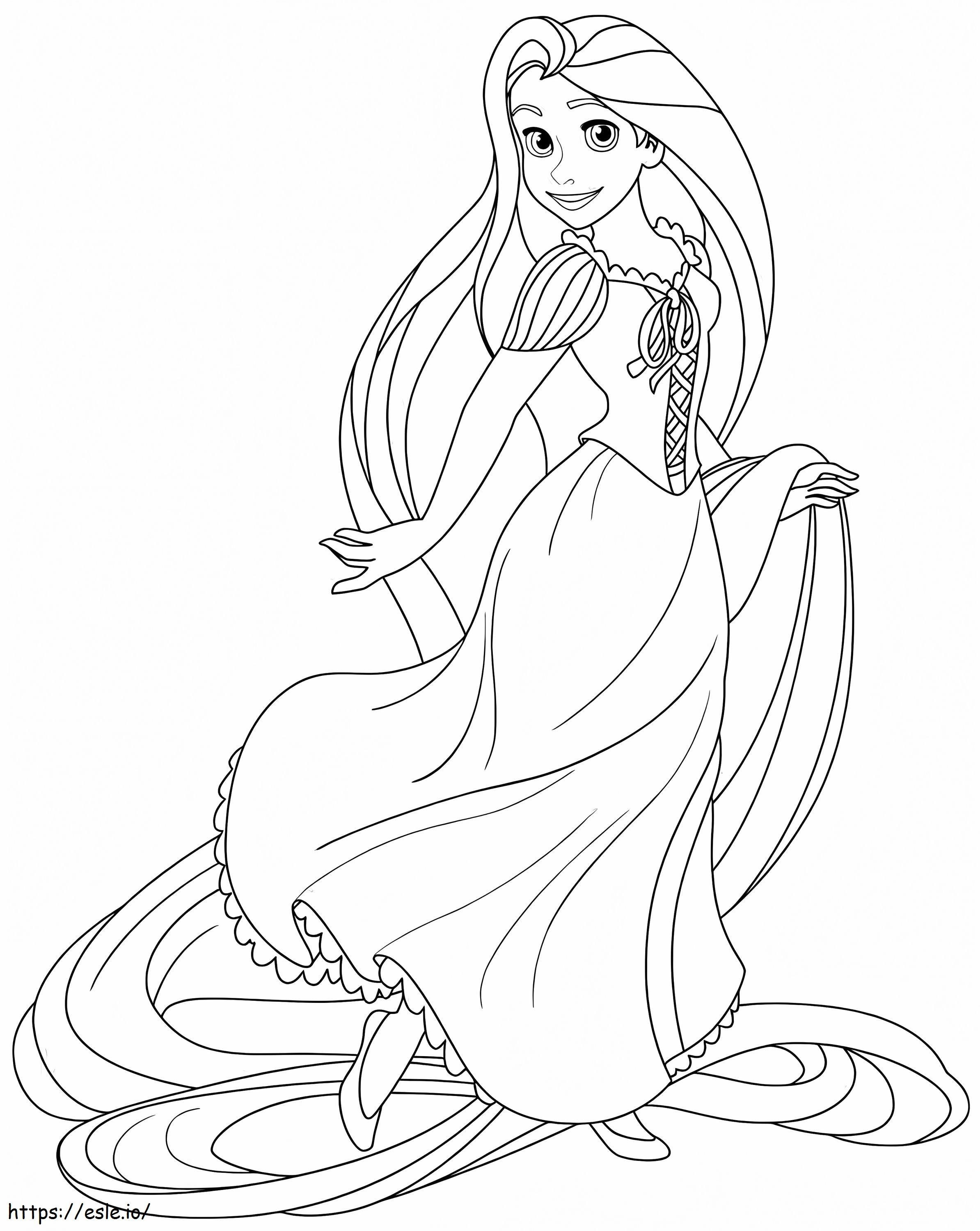 Suloinen prinsessa Rapunzel värityskuva