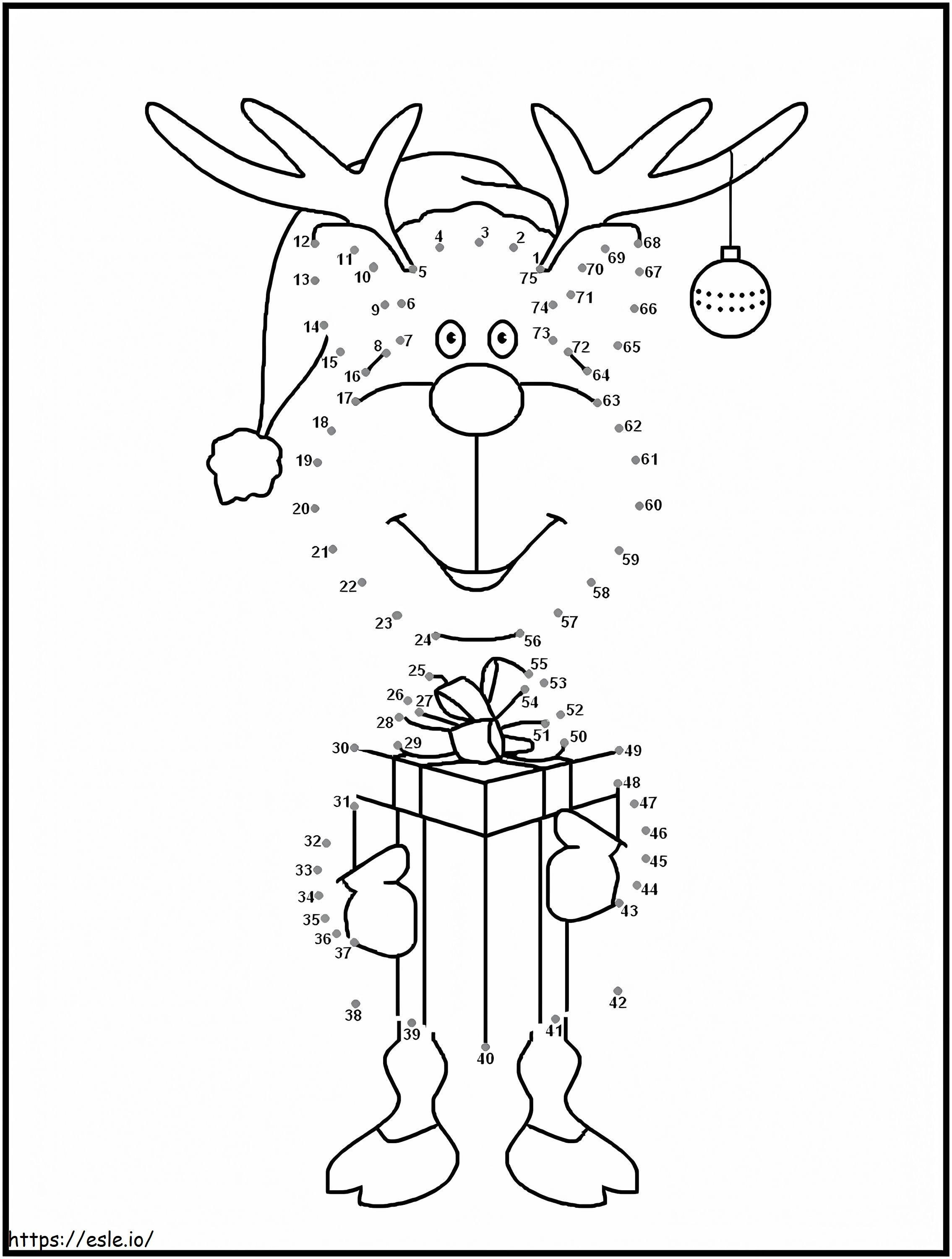 Xmas Reindeer Dot To Dots coloring page