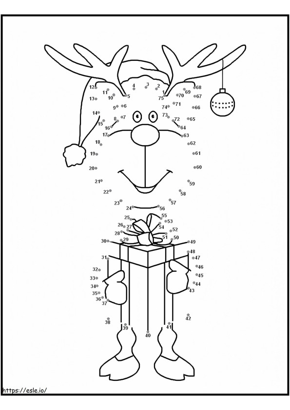 Xmas Reindeer Dot To Dots coloring page