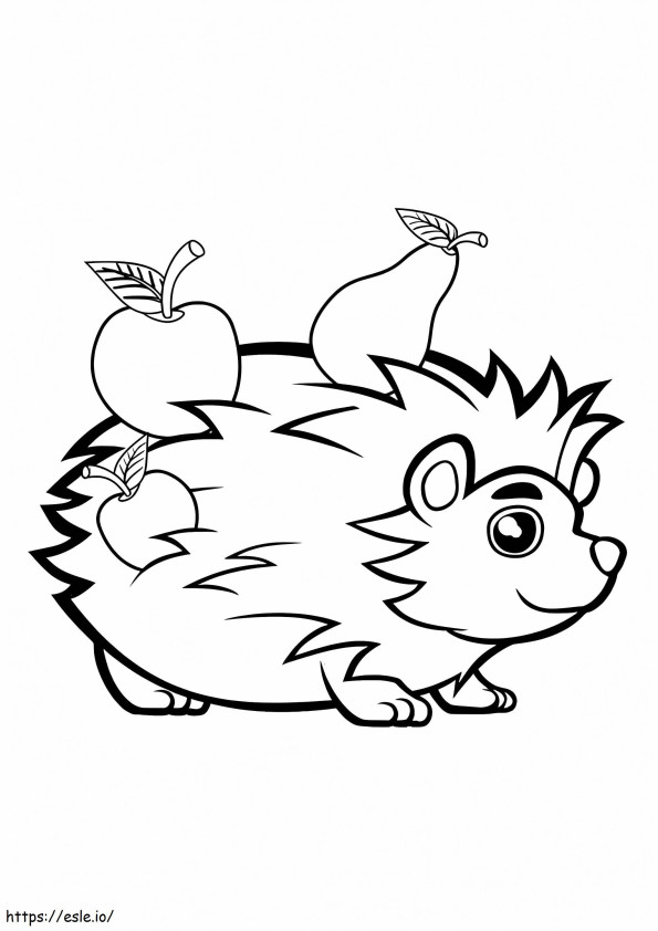 Hedgehog With Two Fruits coloring page