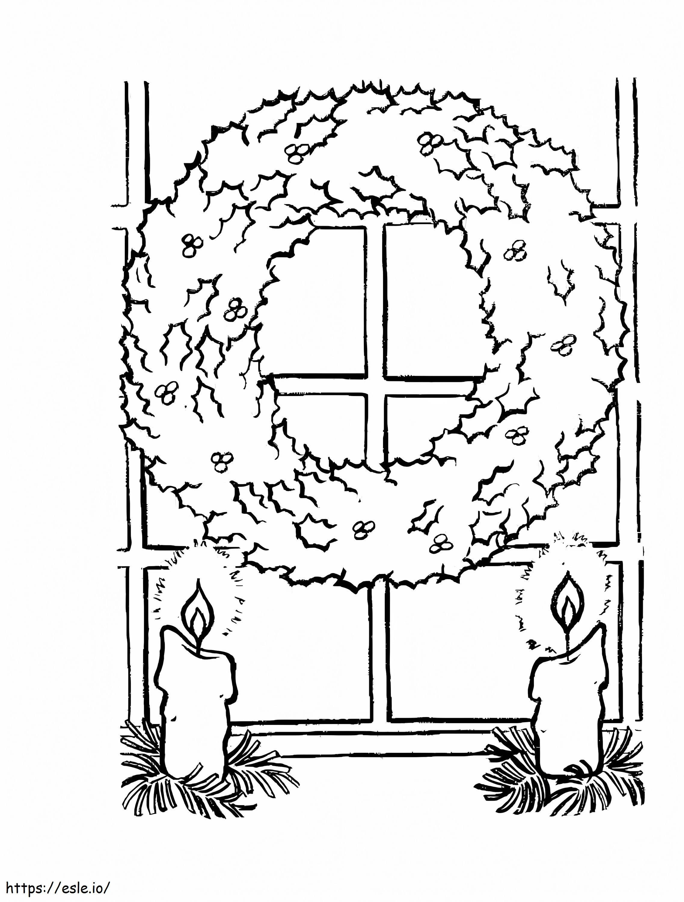 Christmas Wreath With Candles coloring page