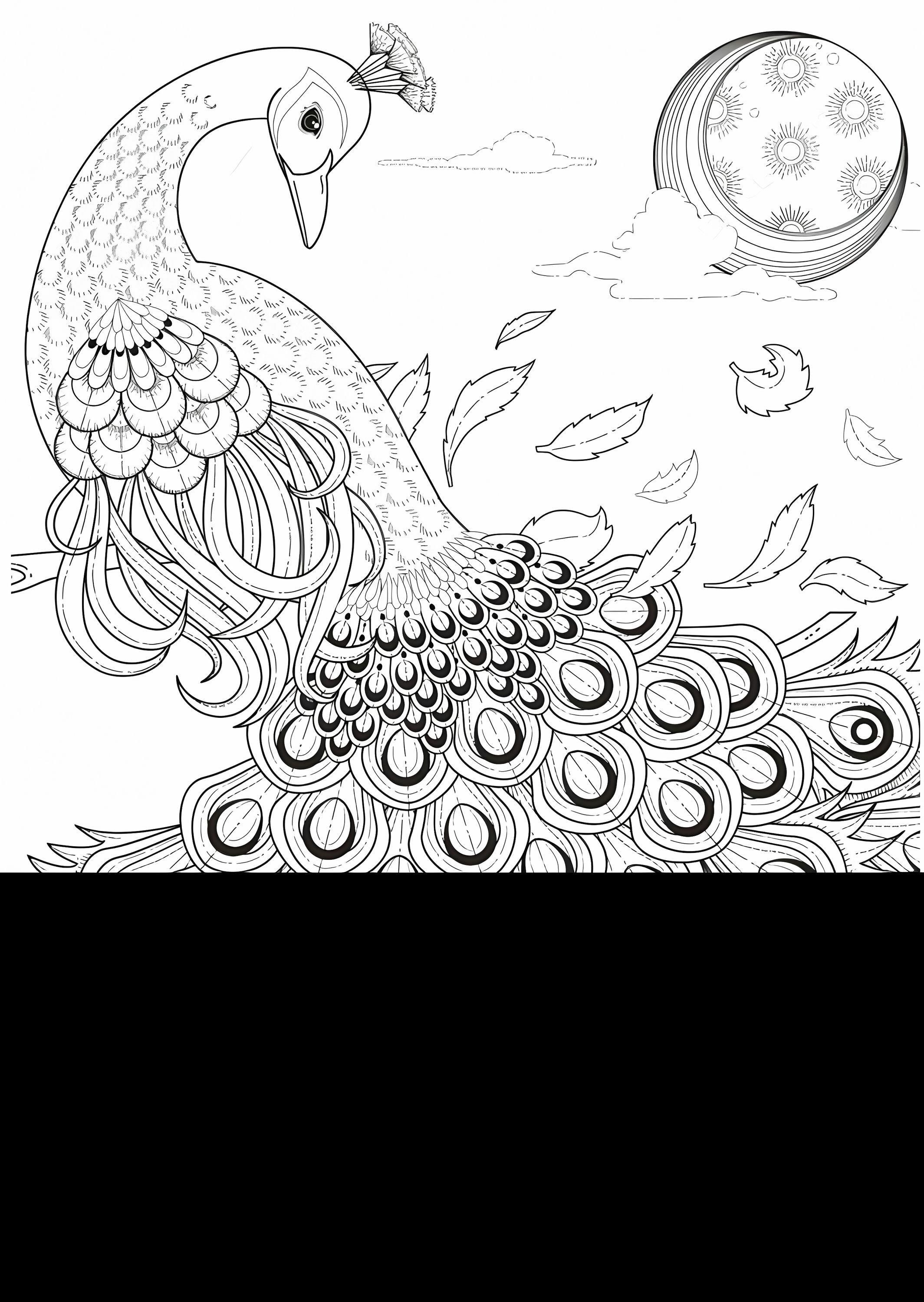1560414639 Peacock A4 coloring page