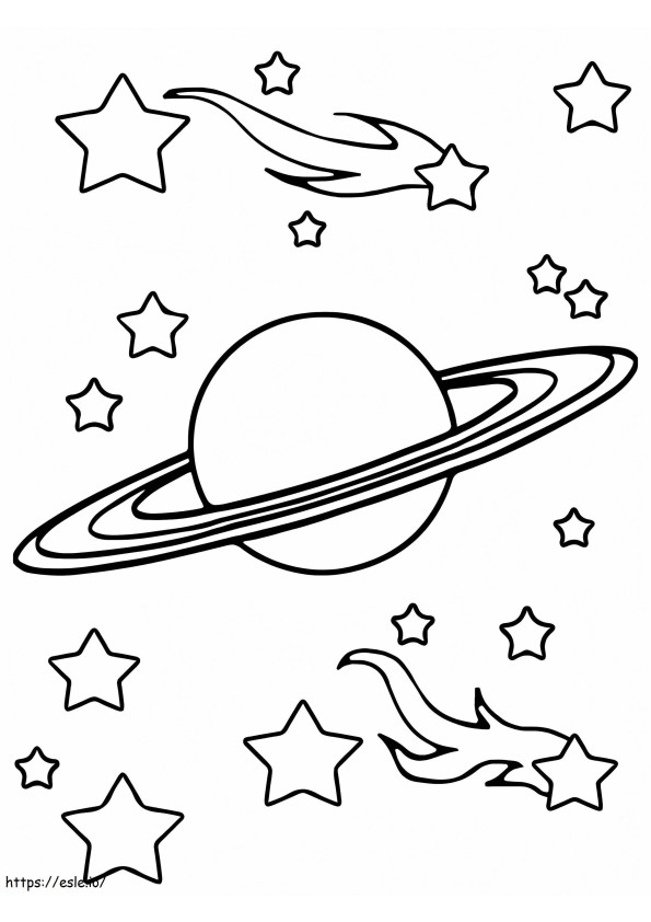 Saturno en el espacio para colorear