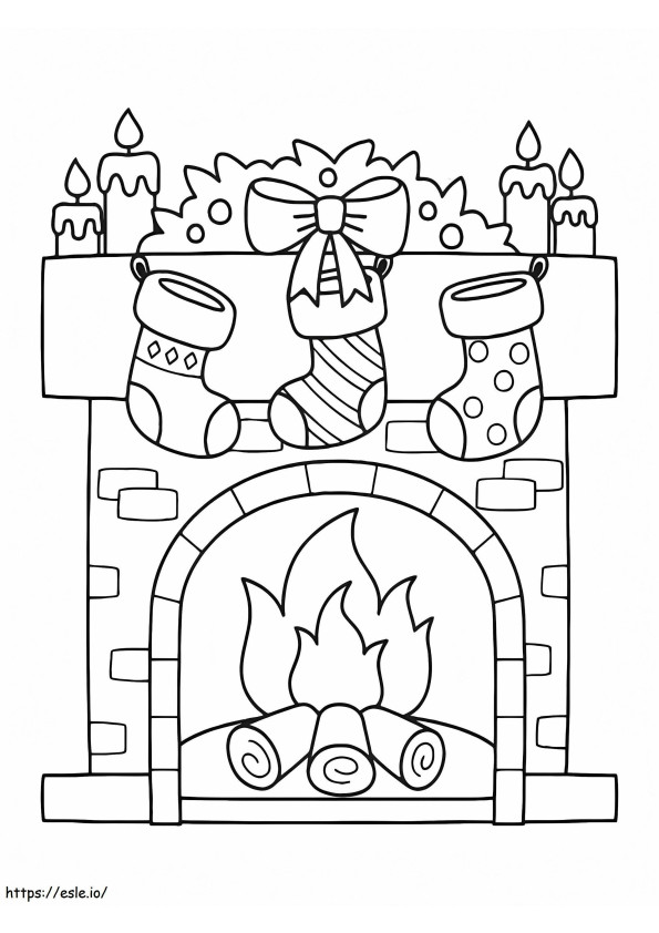 Christmas Stockings And Fireplace coloring page