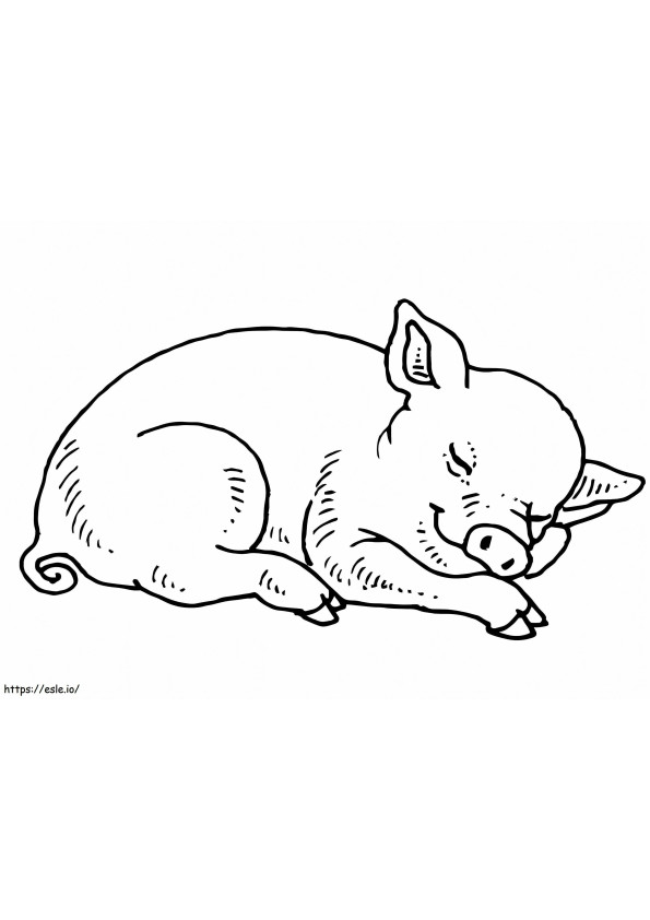 眠っている子豚 ぬりえ - 塗り絵