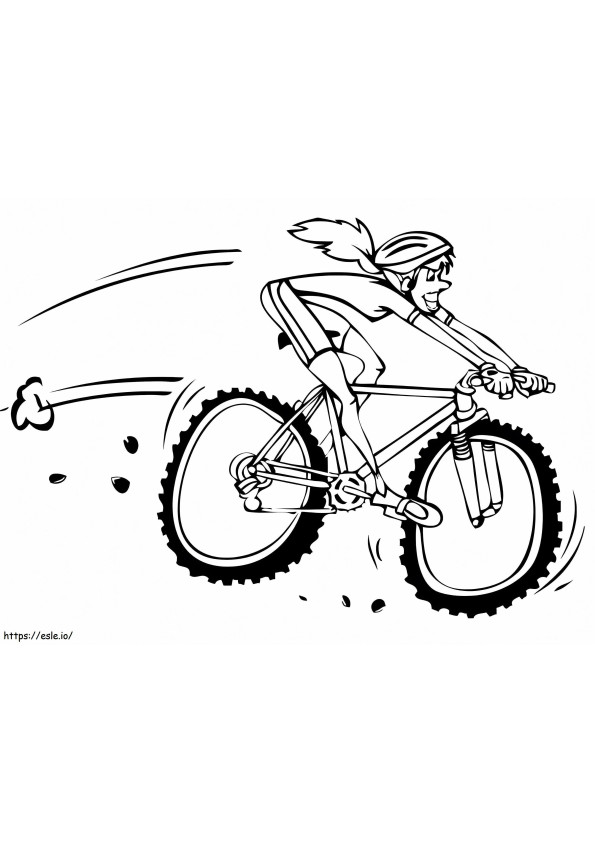Girl On Mountain Bike coloring page