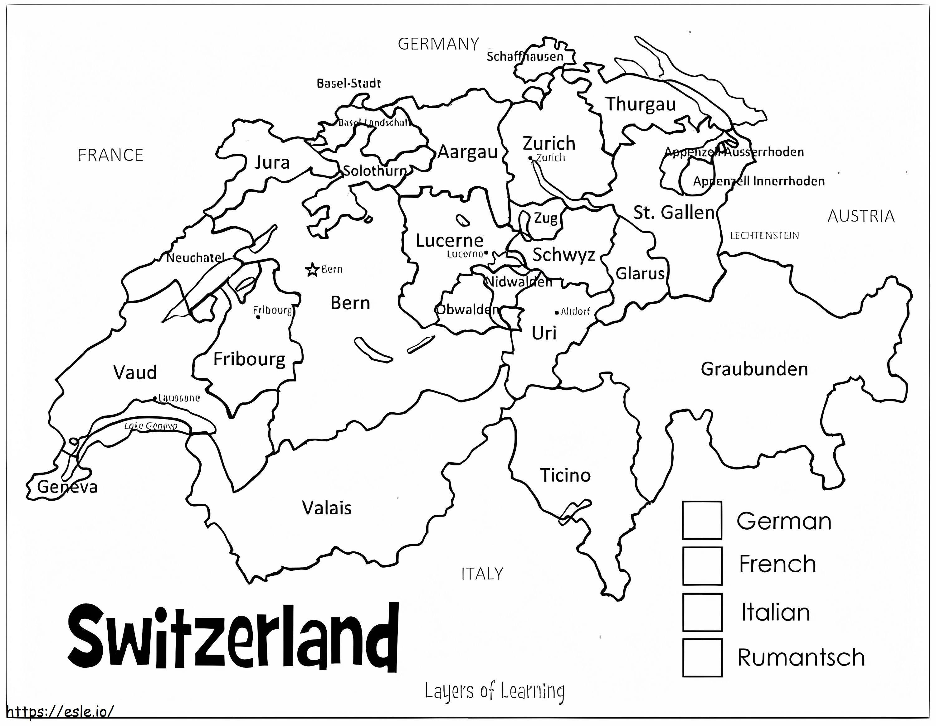 Karte der Schweiz ausmalbilder