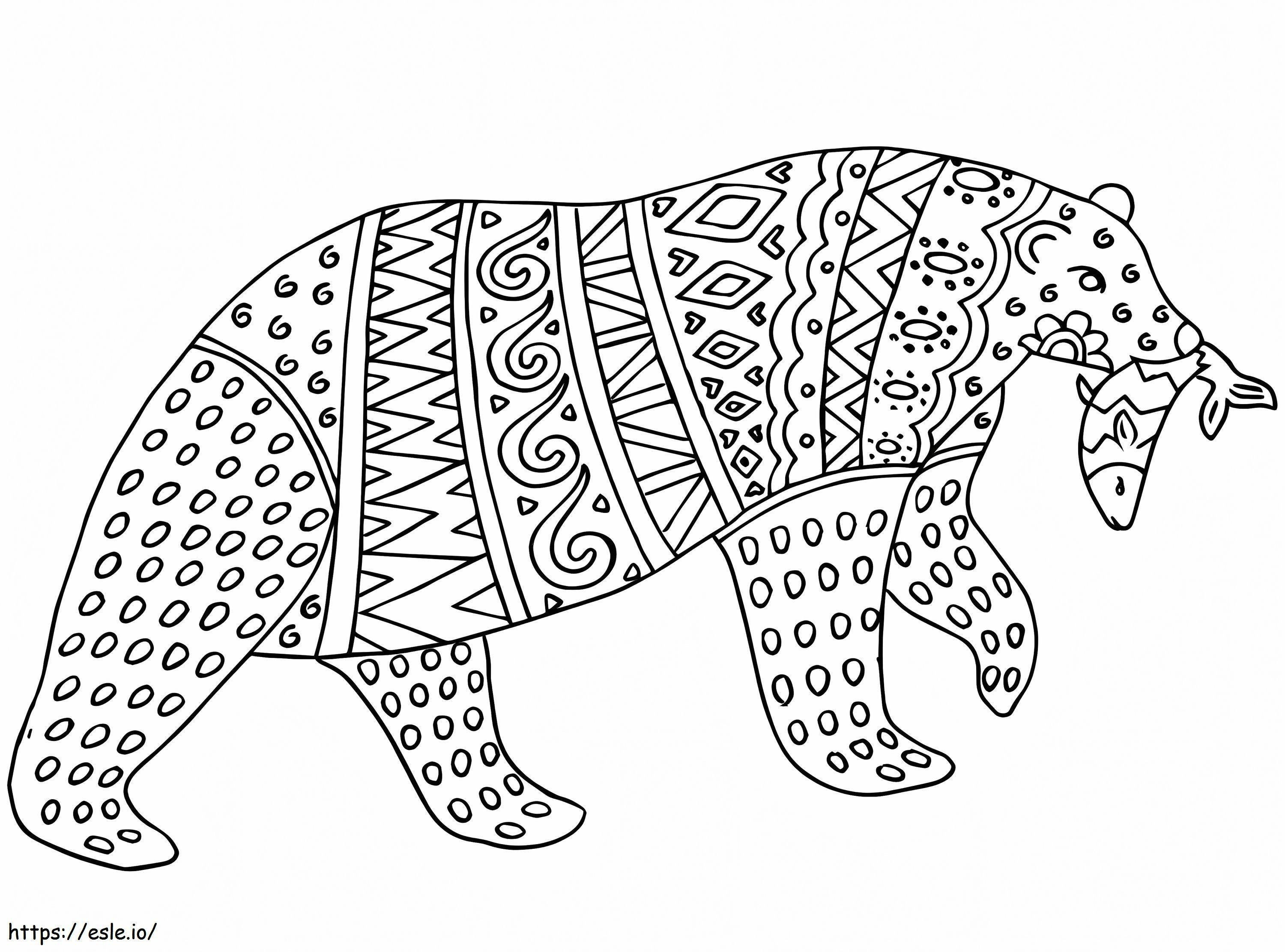 Bear With Fish Alebrijes coloring page