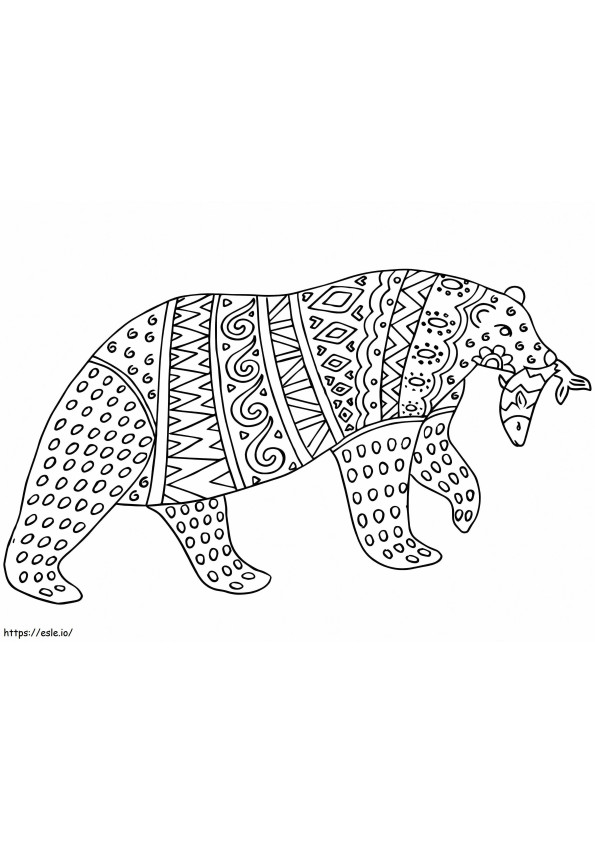 Bear With Fish Alebrijes coloring page