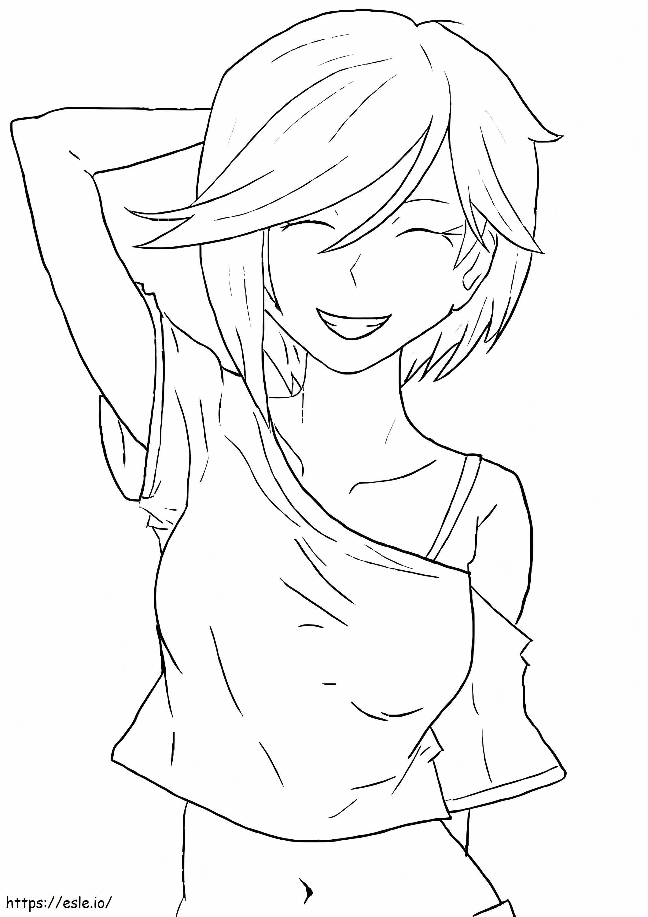 Smiling Anime Girl coloring page