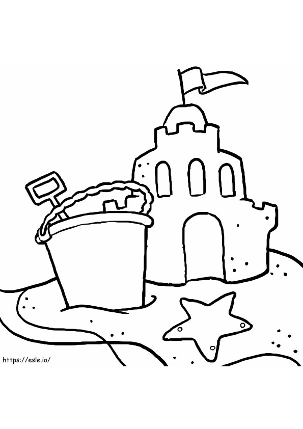 Coloriage Château de sable sur la plage à imprimer dessin