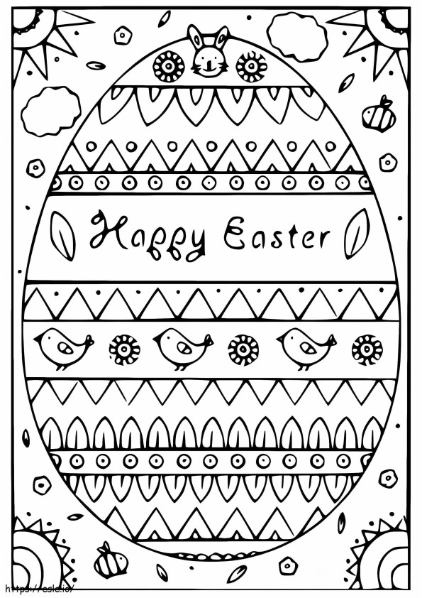 Cartão de Feliz Páscoa para impressão grátis para colorir