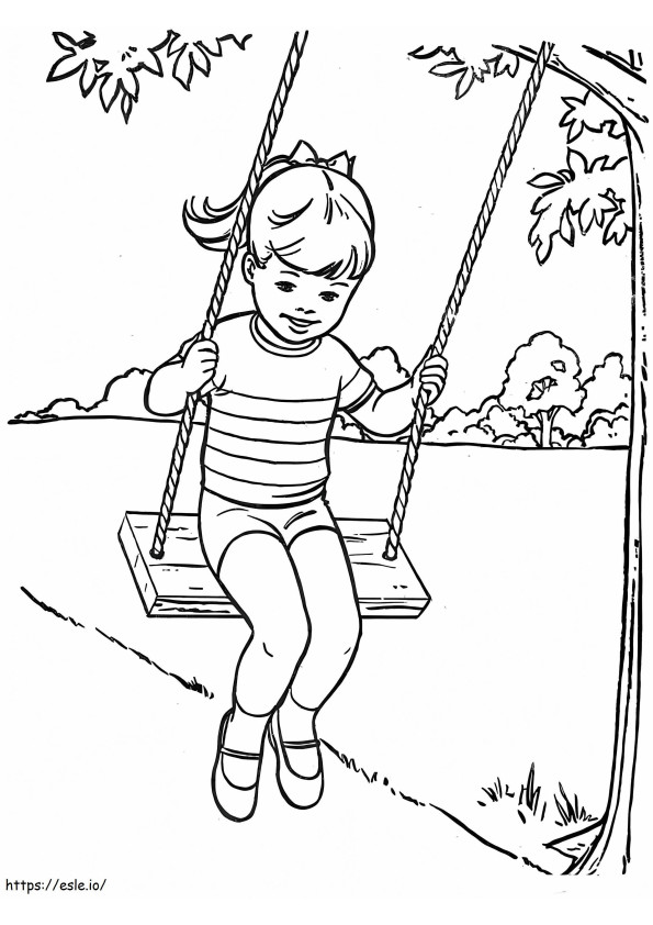 Girl On Swing coloring page