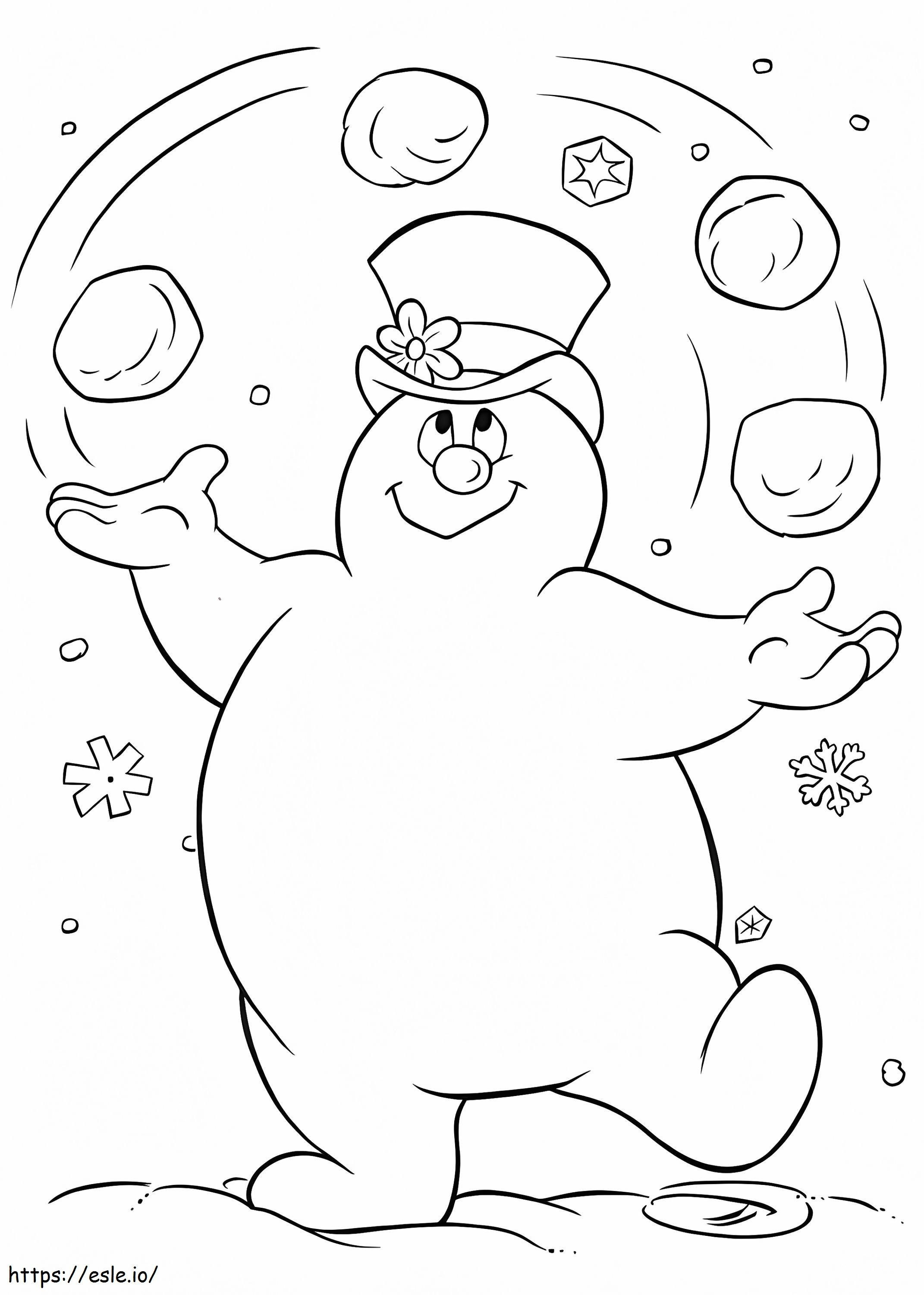 1535705441 Frosty Playing Snowball A4 coloring page