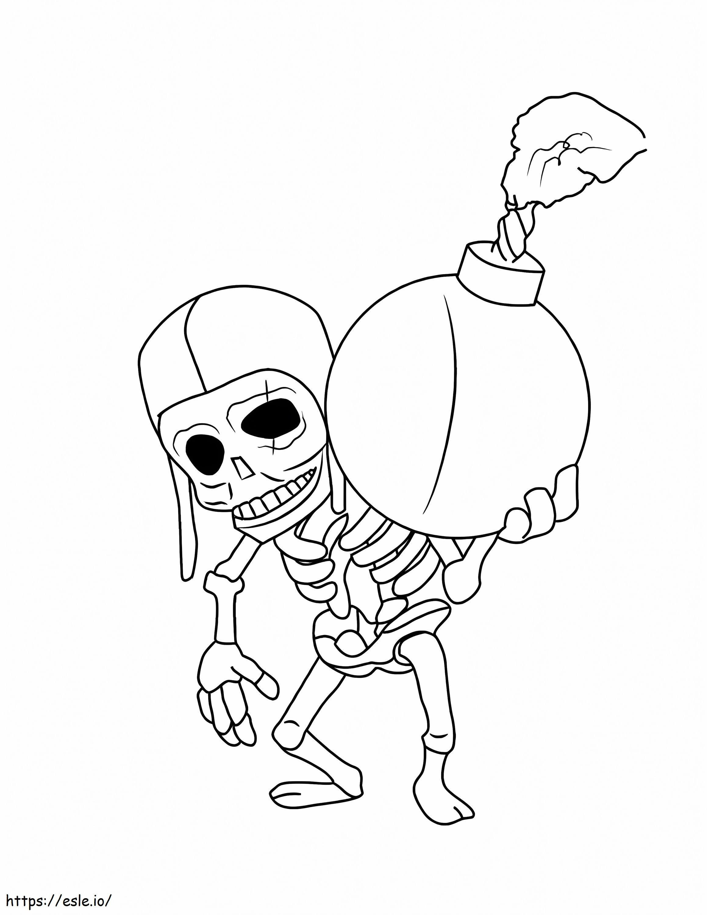 Skeleton With Bomb coloring page