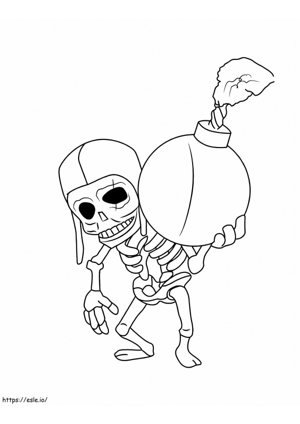 Skeleton With Bomb coloring page