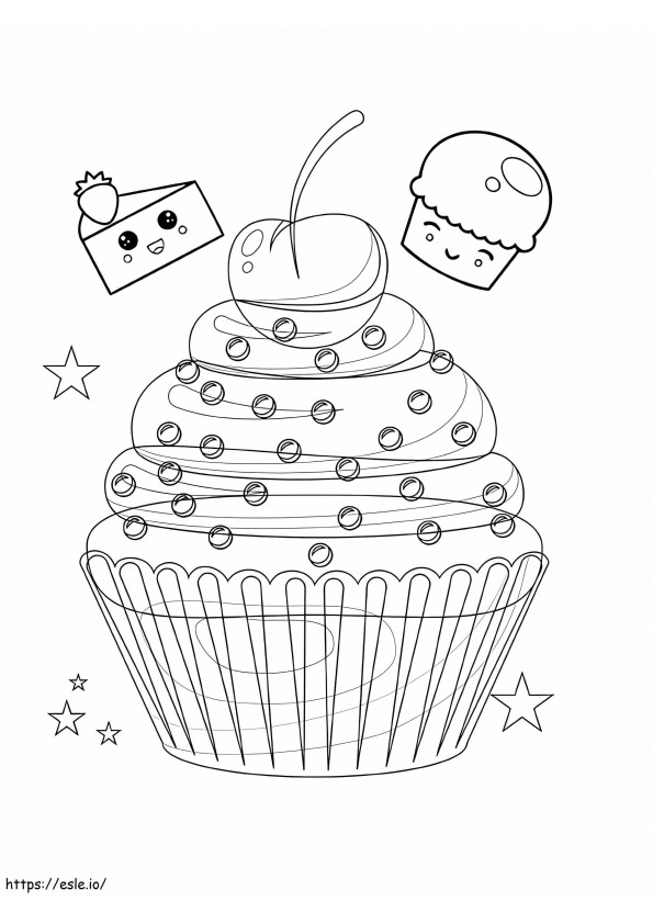 Jelly Cupcake coloring page