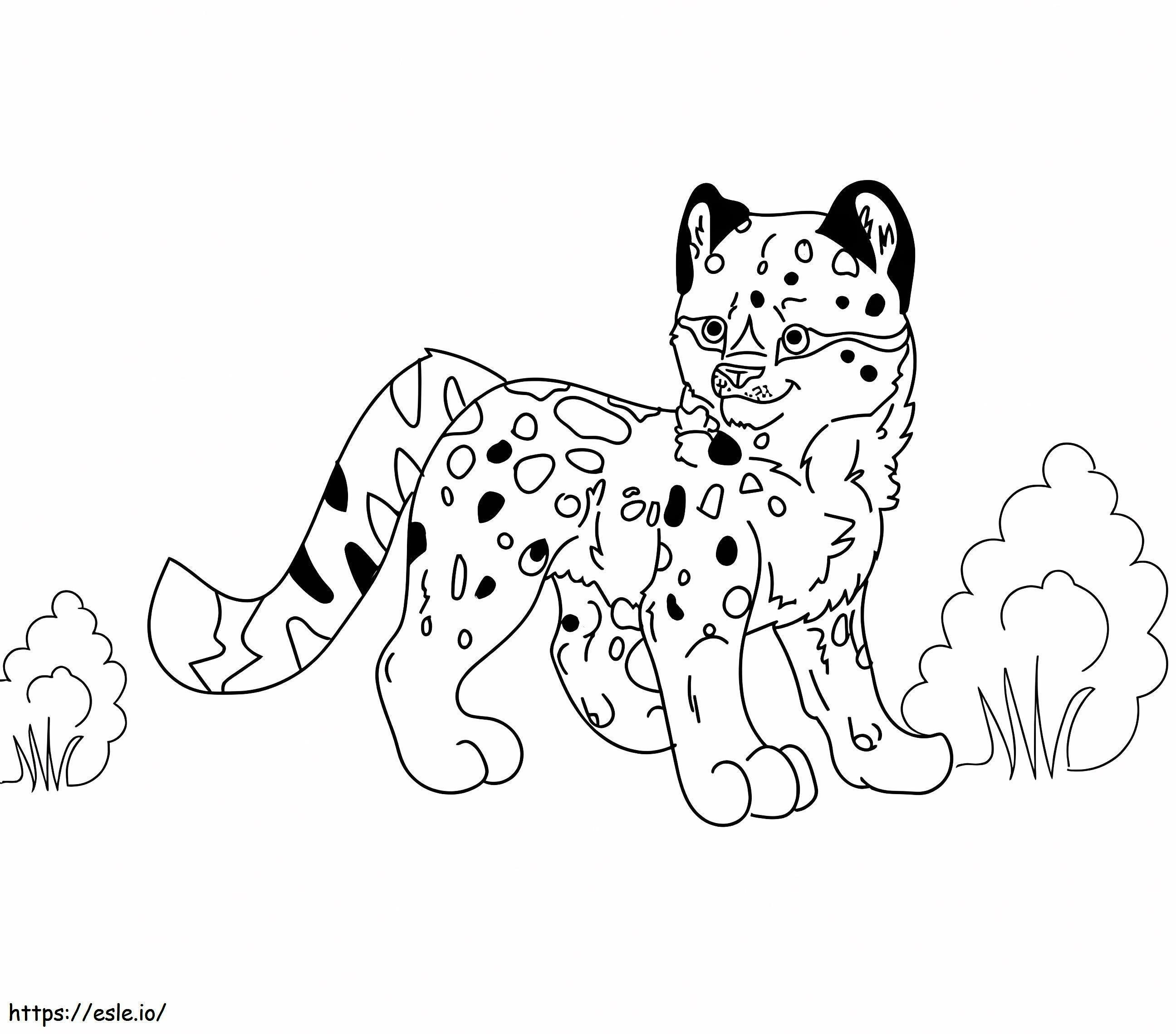 Bebê leopardo da neve para colorir
