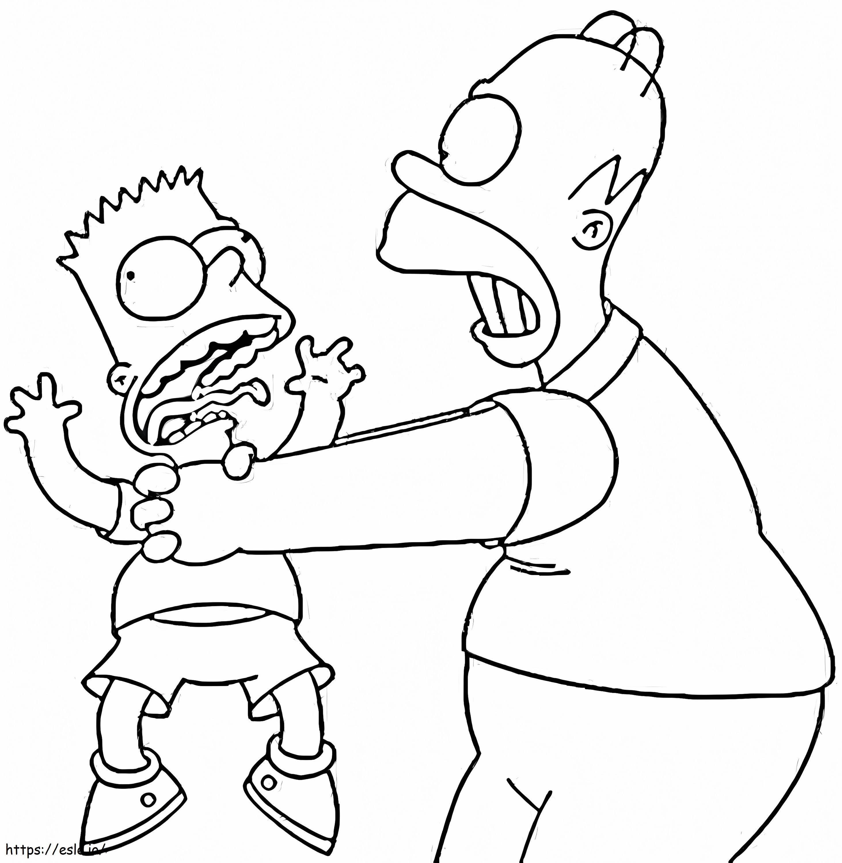 Bart dan Homer Simpson Gambar Mewarnai