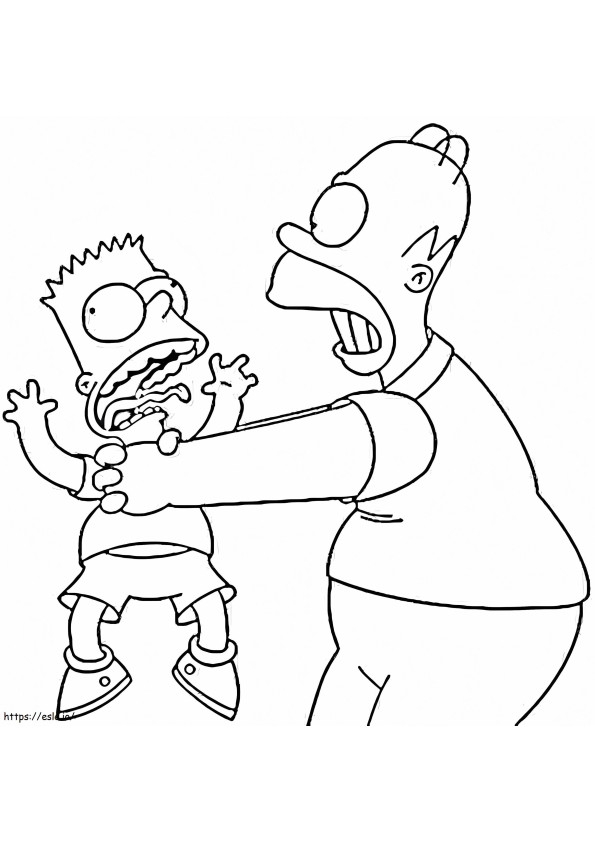 Bart ja Homer Simpson värityskuva