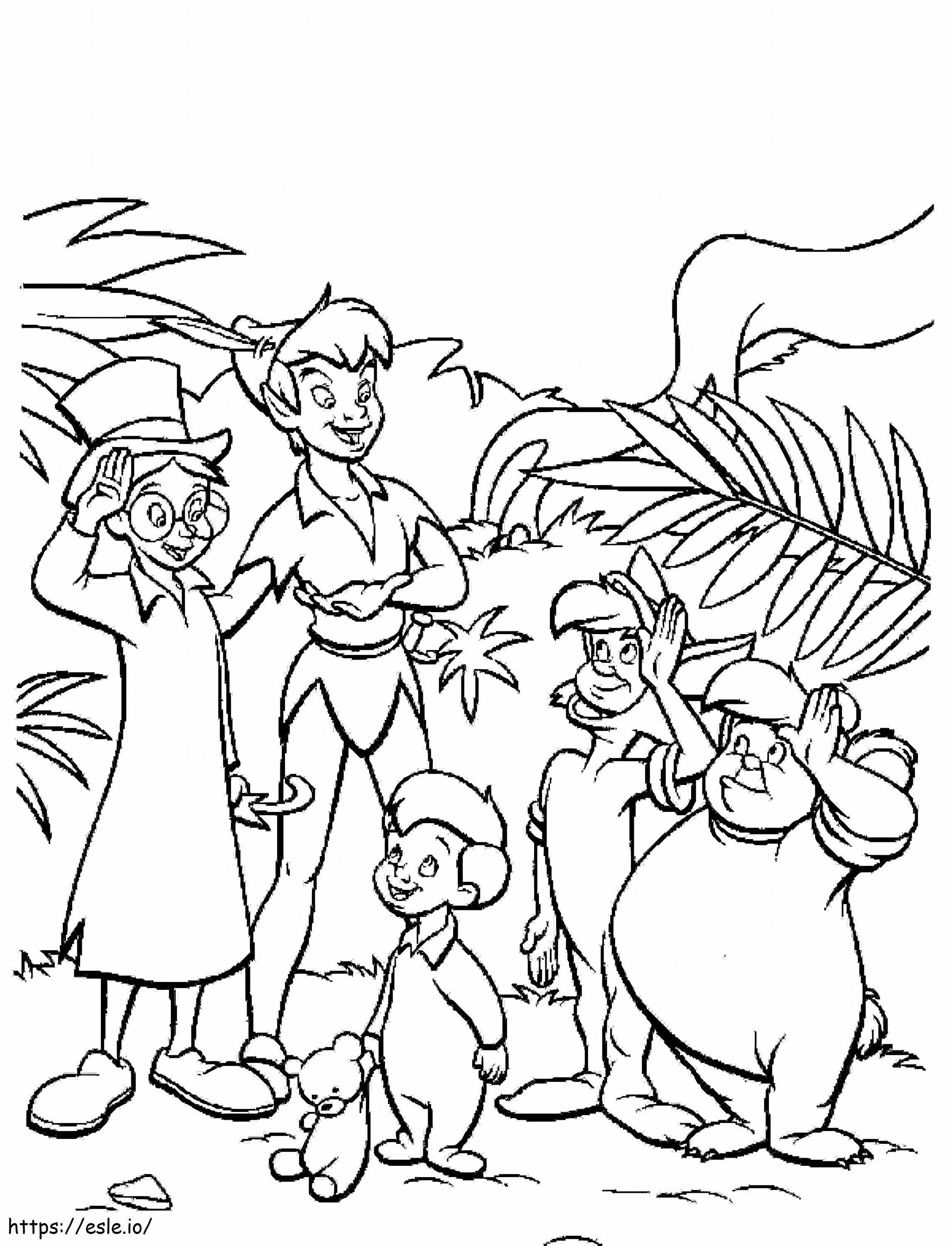 Peter Pan e Amigo em escala para colorir
