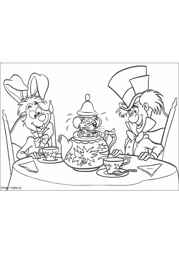 Mad Hatter March Hare And The Dormouse coloring page