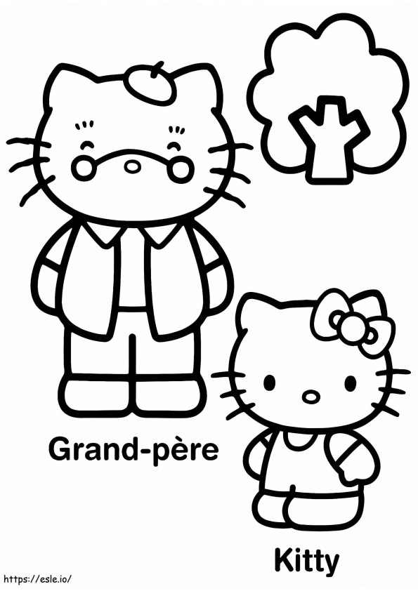 Coloriage Hello Kitty et Grand Père à imprimer dessin
