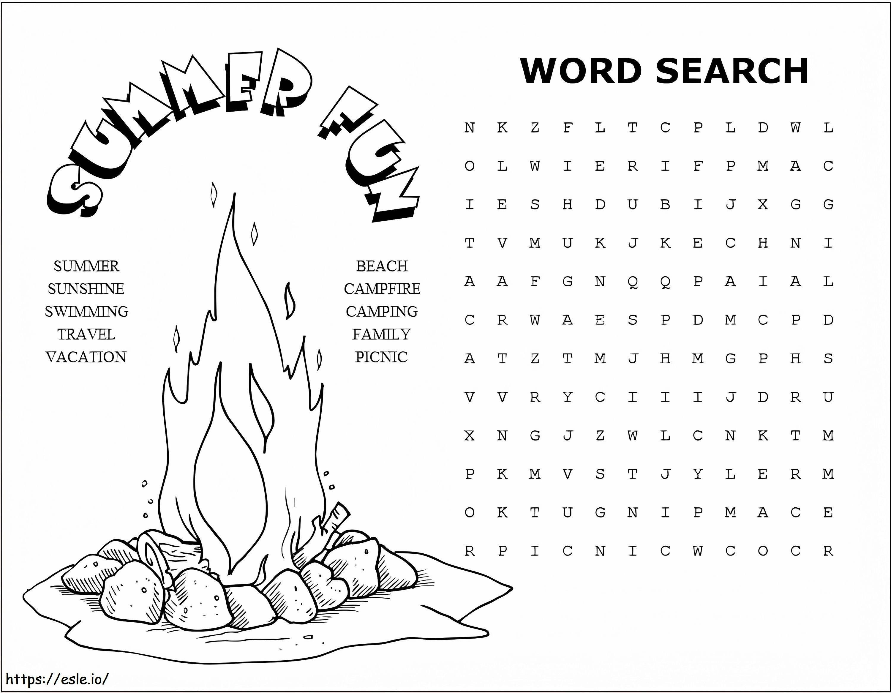 Summer Word Search Printable coloring page