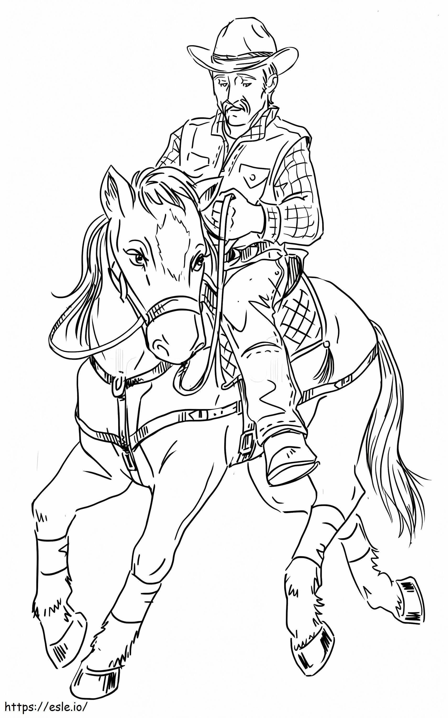 Basic Cowboy Riding Horse coloring page