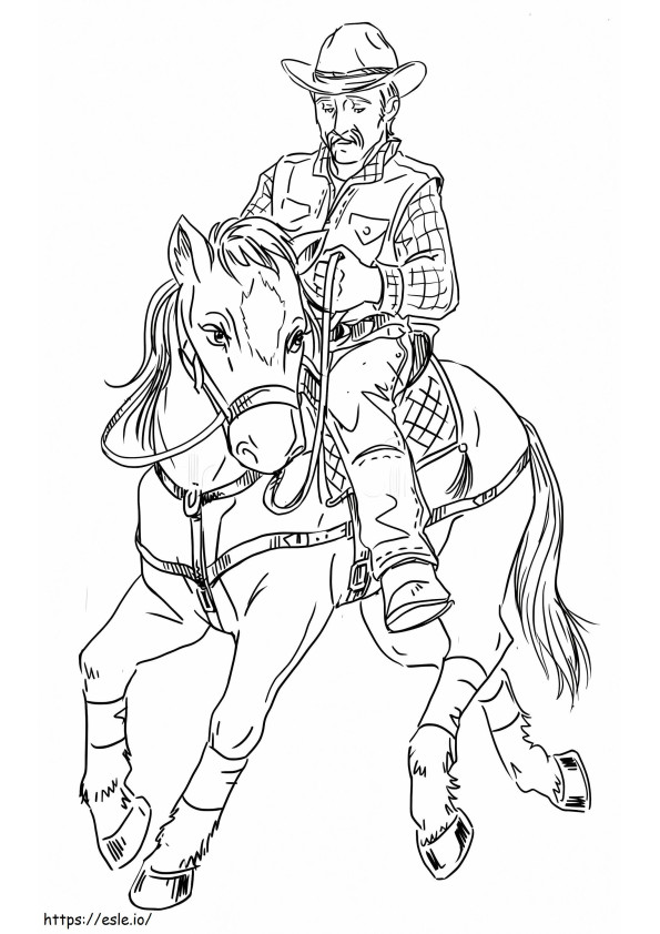 Peruscowboy-ratsastushevonen värityskuva
