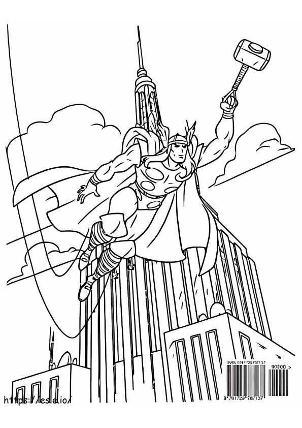 Coloriage Thor volant à Asgard à imprimer dessin
