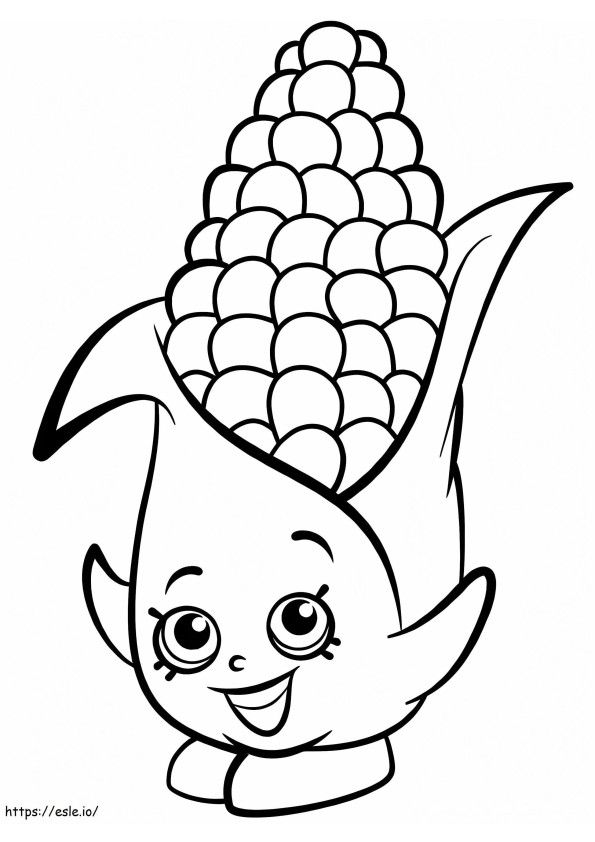 Dibujos animados divertidos de maíz para colorear