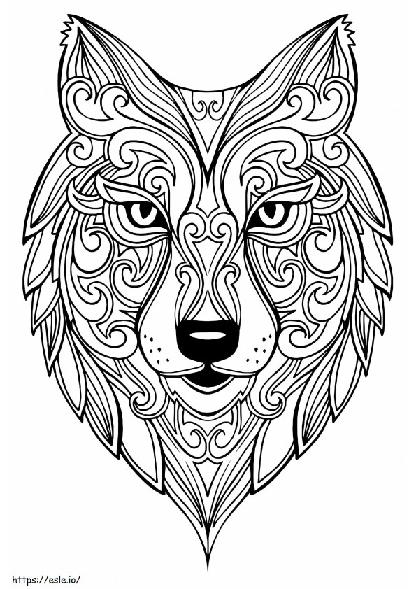 Mandala Cabeça de Lobo para colorir