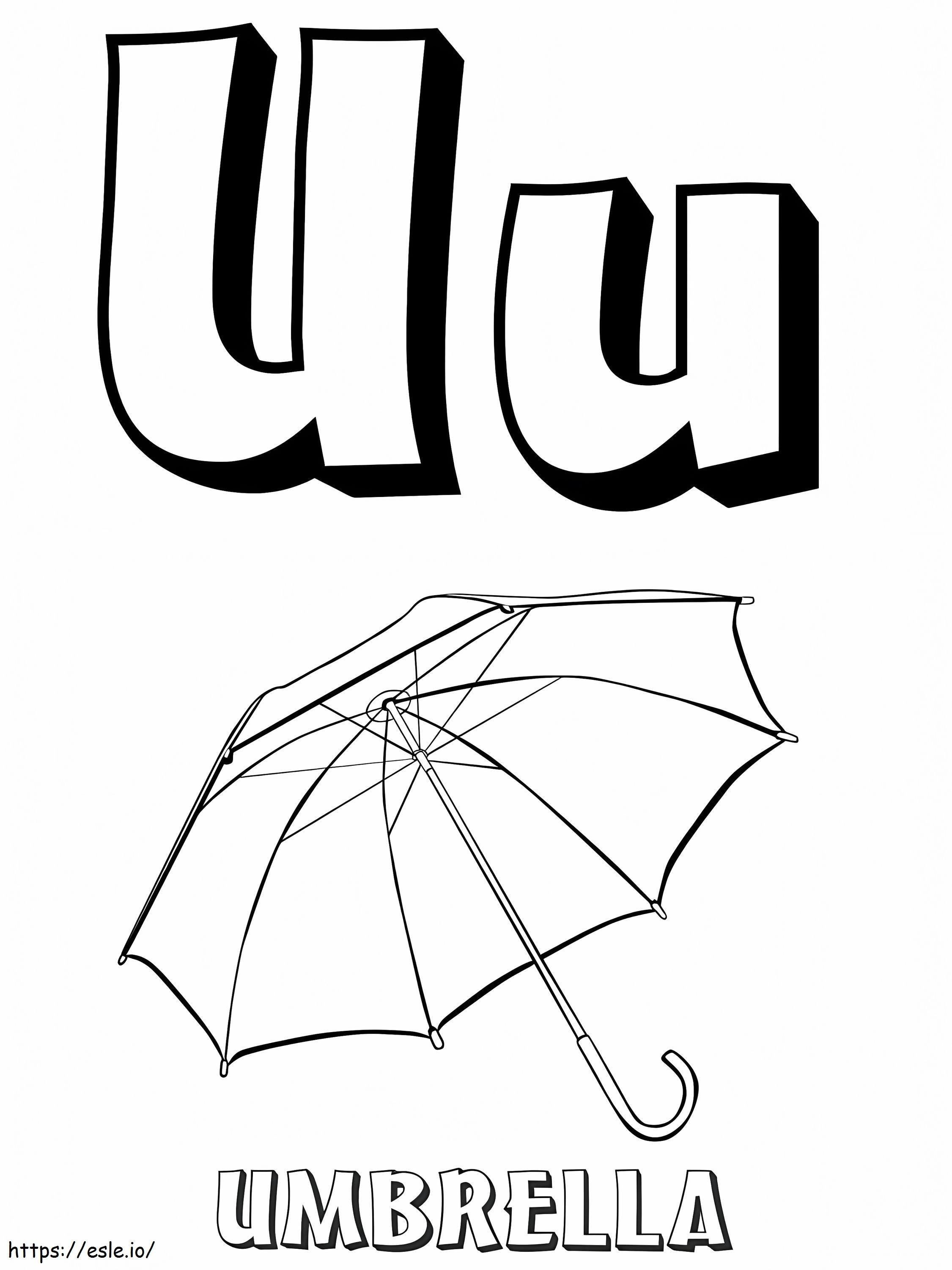 Letra guarda-chuva U 1 para colorir