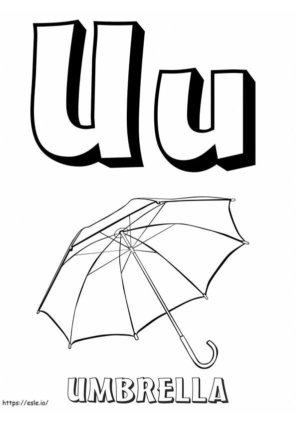 Coloriage Lettre Parapluie U 1 à imprimer dessin