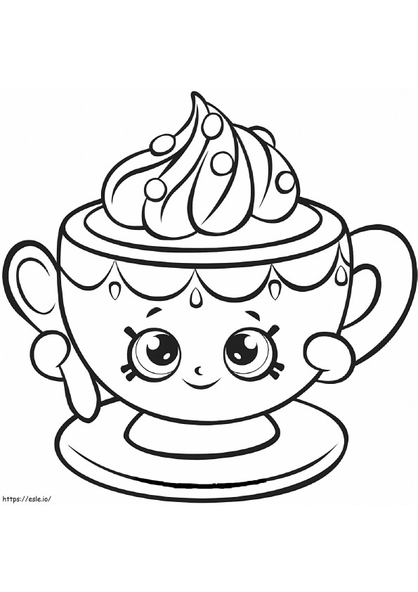 Pequena xícara de chá Shopkin para colorir