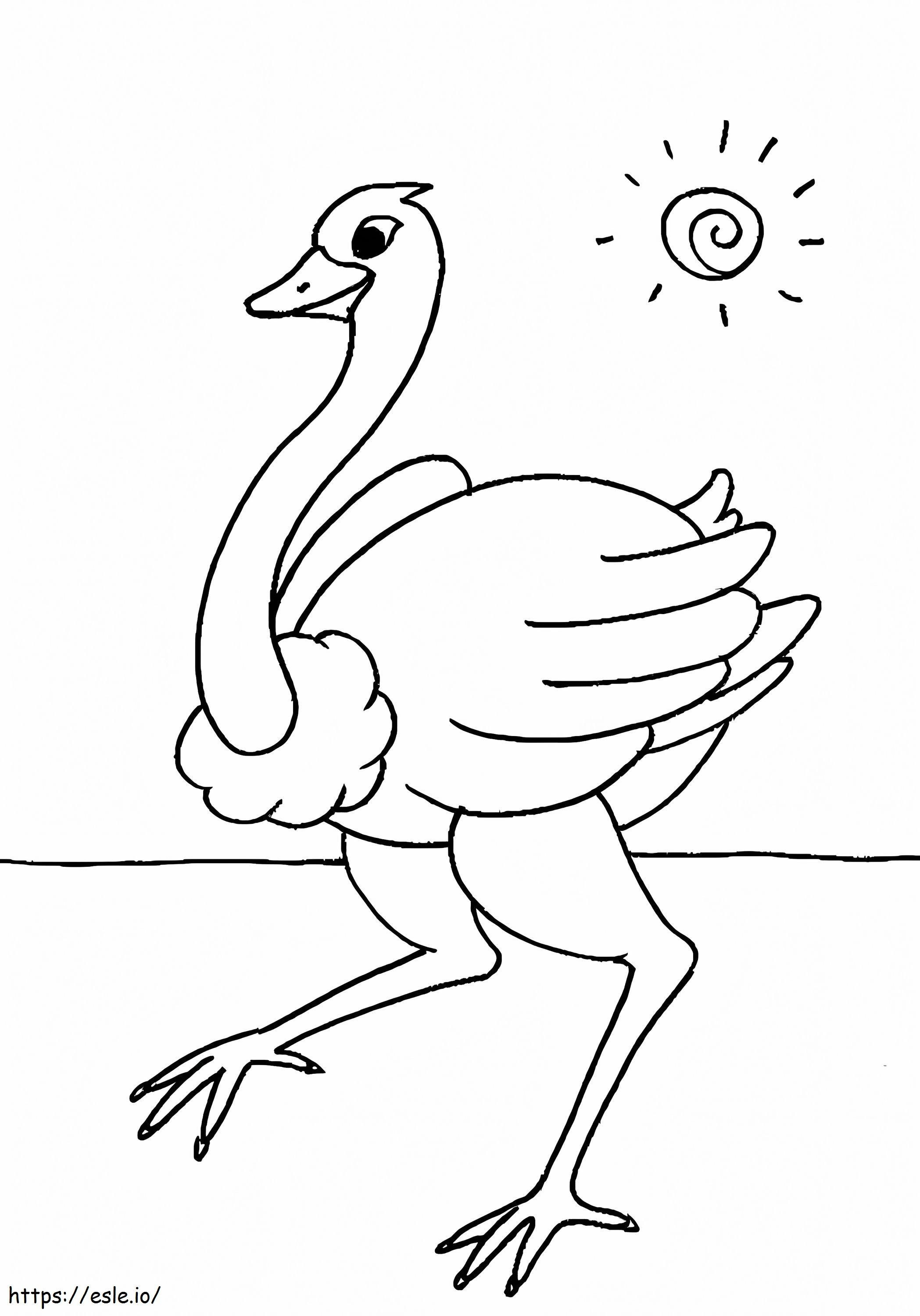 Ostrich And Sun coloring page